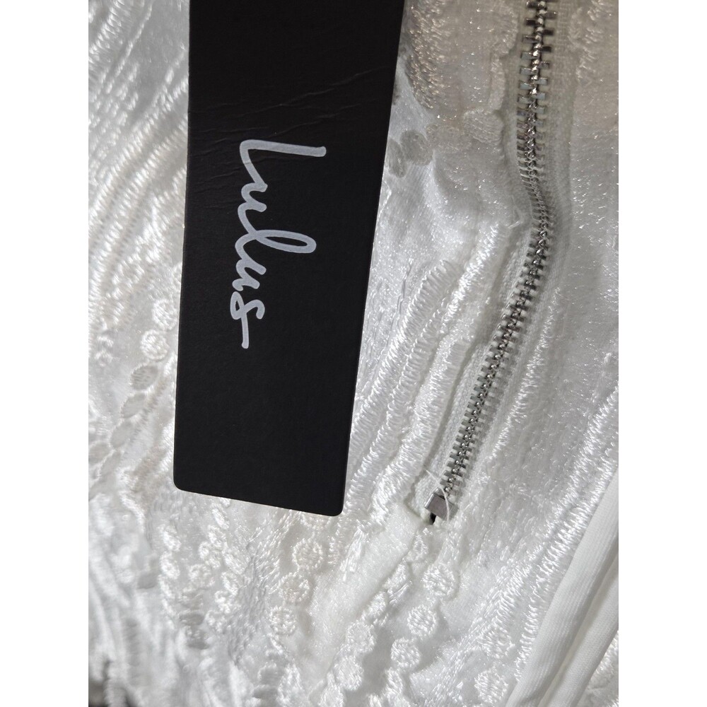 Lulus Fringe‎ Mini Dress XL White Sequin Backless Flapper Gatsby Party Prom NWT - Picture 12 of 12